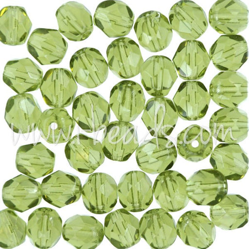 Achat en gros Perles facettes de bohàÂ¨me olivine 6mm (50)