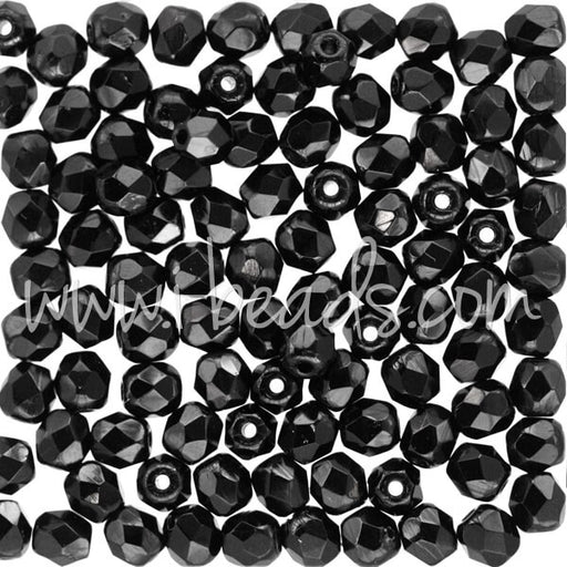 Vente au détail Perles facettes de bohàÂ¨me jet 4mm (100)