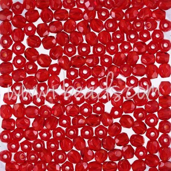 Achat au détail Perles facettes de boheme siam ruby 3mm (50)