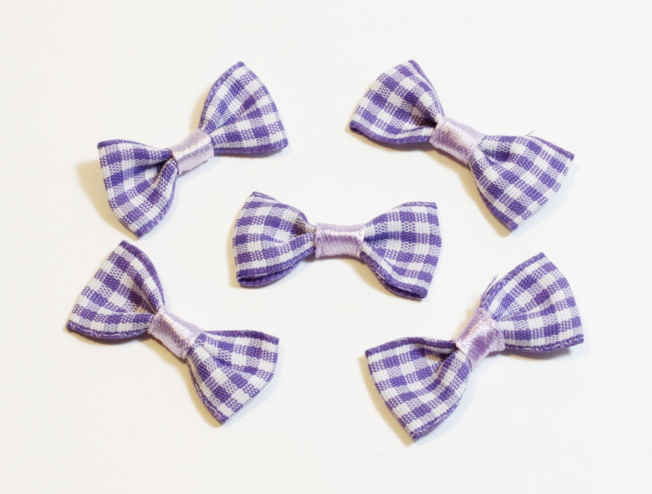 Creez Lot de 5 Petits Noeuds Papillons Vichy Violet 30mm