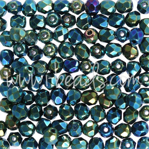 Vente en gros Perles facettes de boheme iris green 4mm (100)