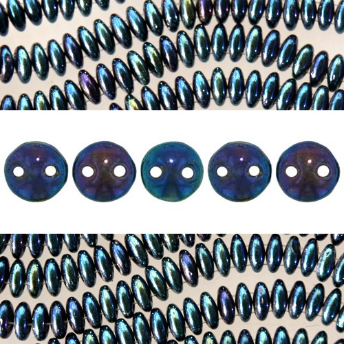 Acheter Perles 2 trous CzechMates lentil iris blue 6mm (50)