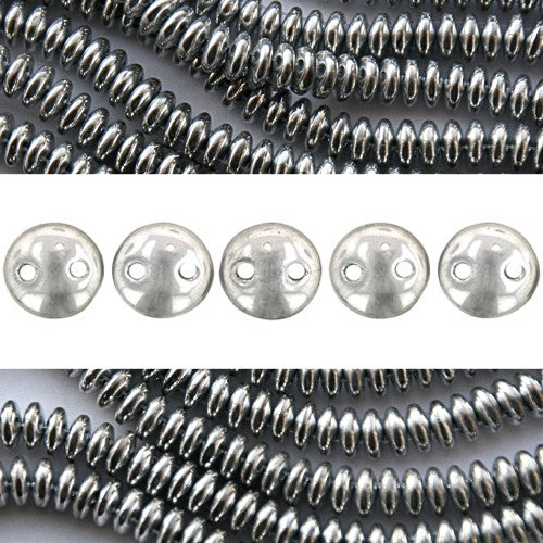 Achat Perles 2 trous CzechMates lentil silver 6mm (50)