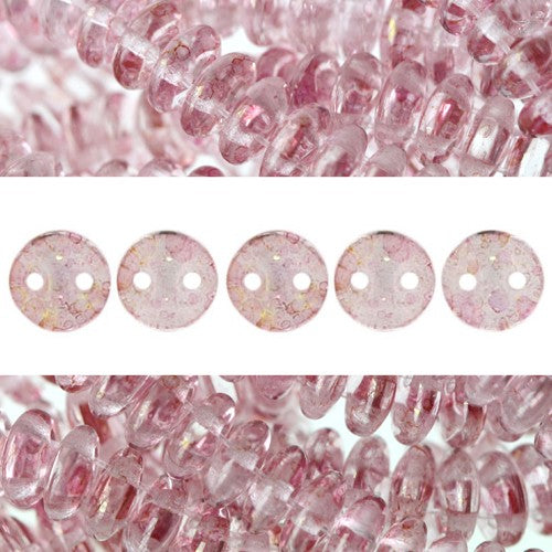 Vente Perles 2 trous CzechMates lentil luster transparent topaz pink 6mm (50)