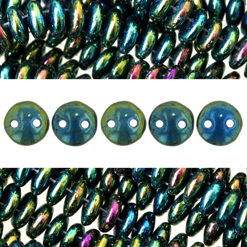 Vente Perles 2 trous CzechMates lentil Iris Green 6mm (50)