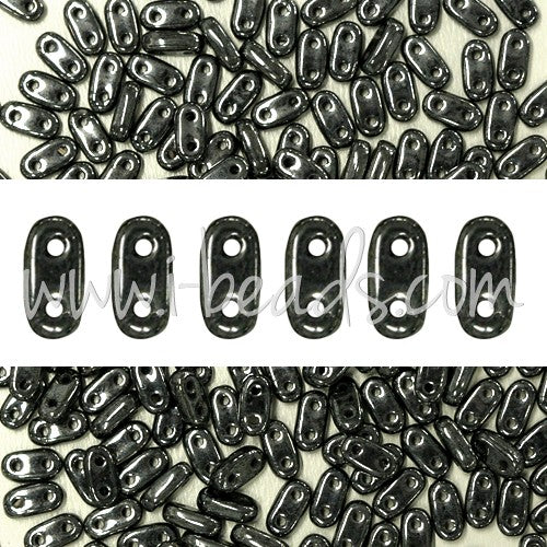 Achat Perles 2 trous CzechMates Bar 2x6mm Hematite (10g)