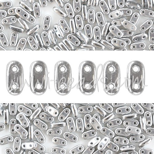 Creez Perles 2 trous CzechMates Bar 2x6mm Silver (10g)