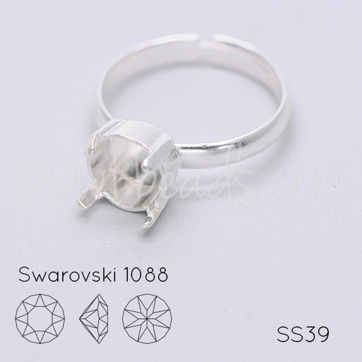 Serti bague ajustable pour Cristal 1088 SS39 argenté (1) - LaMercerieDesCopines