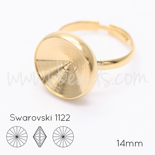 Serti bague ajustable conique pour Cristal 1122 rivoli 14mm doré (1) - LaMercerieDesCopines