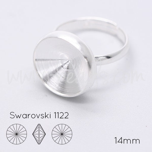 Serti bague ajustable conique pour Cristal 1122 rivoli 14mm argenté (1) - LaMercerieDesCopines