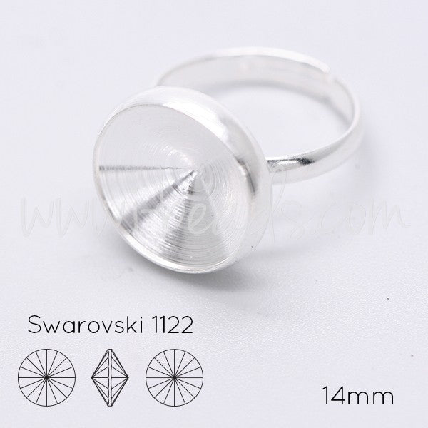 Serti bague ajustable conique pour Cristal 1122 rivoli 14mm argenté (1) - LaMercerieDesCopines