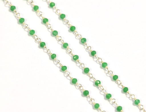 Acheter Chaine Rosaire argent 925 et perles onyx vert 2mm par 10 cm