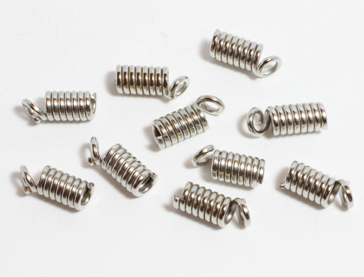 Achat x10 embouts cordon à ressort argent brossé 3mm