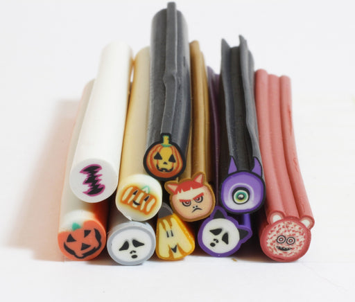 Achat canes fimo x10 canes halloween - cane pâte polymère