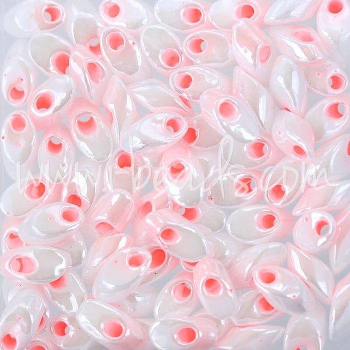 Vente LMA427 Miyuki Long Magatama white pink color lined (10g)