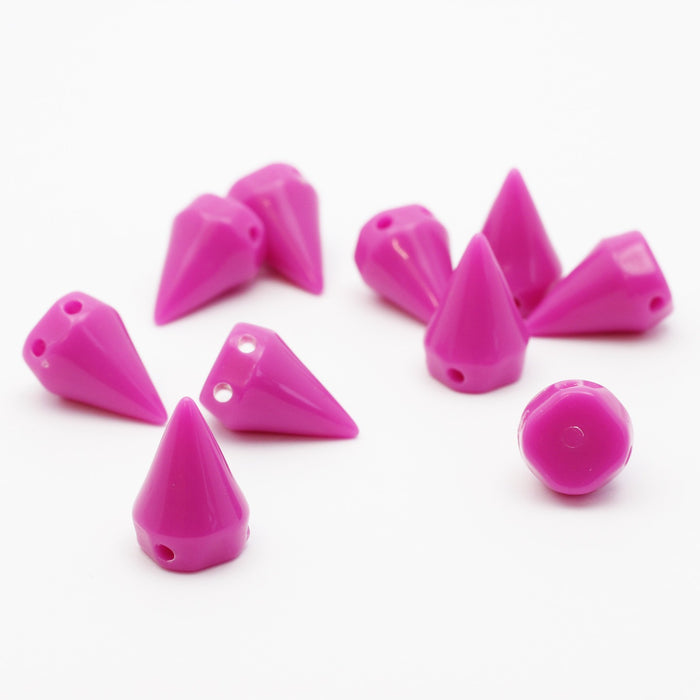 Achat au détail perles rivets x10 violet spike en résine 10x15mm