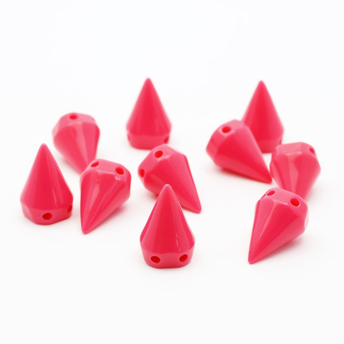 Achat en gros perles rivets x10 fuchsia spike en résine 10x15mm