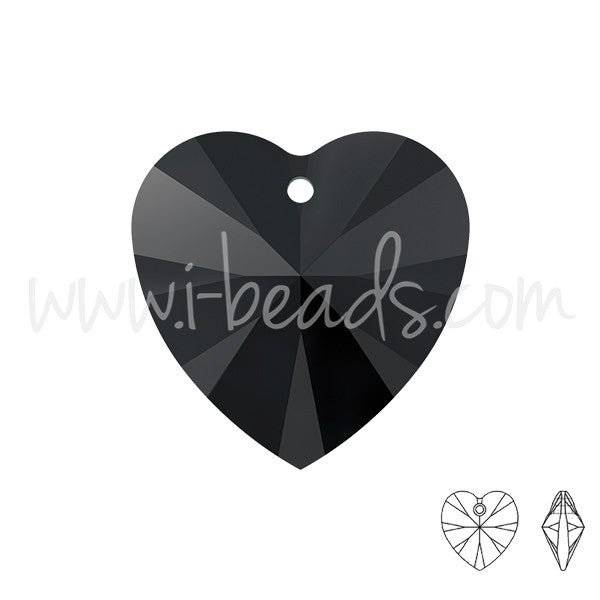 pendentif coeur Cristal jet 10mm (2) - LaMercerieDesCopines