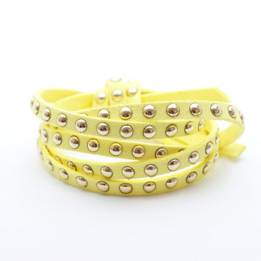 Achat suédine cloutée jaune pale 6mm - cordon suédine au mètre