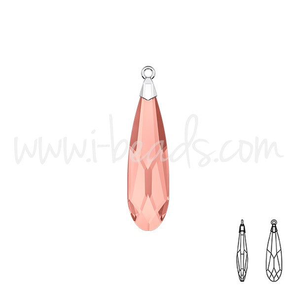 Pendentif Cristal 6533 raindrop blush rose rhodium 17.5mm (1) - LaMercerieDesCopines