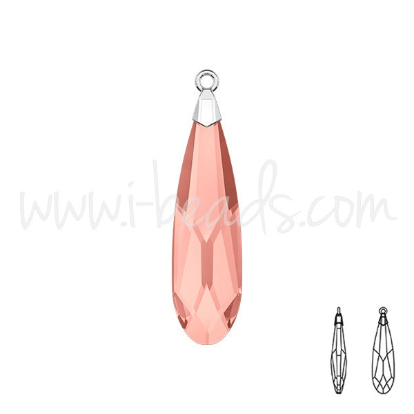 Pendentif Cristal 6533 raindrop blush rose rhodium 23mm (1) - LaMercerieDesCopines