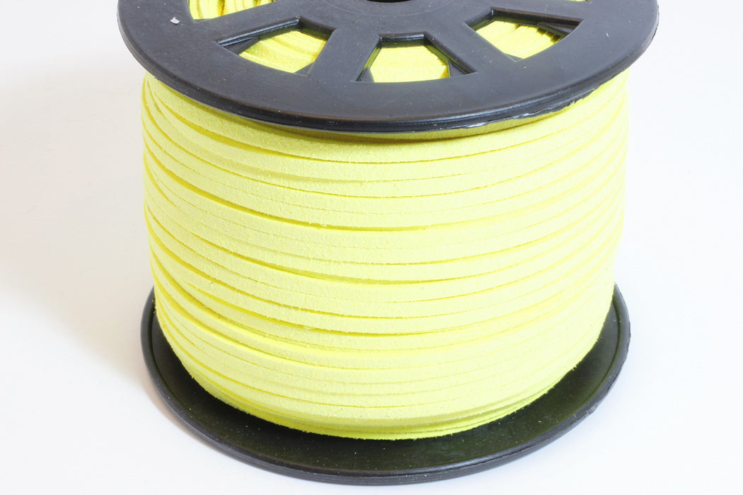 Creez suédine jaune fluo 3mm cordon au mètre