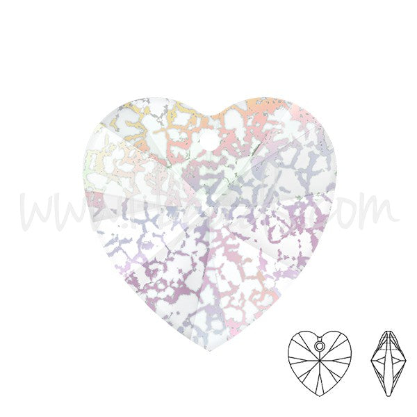 Pendentif coeur Cristal 6228 crystal white patina effect 10mm (1) - LaMercerieDesCopines