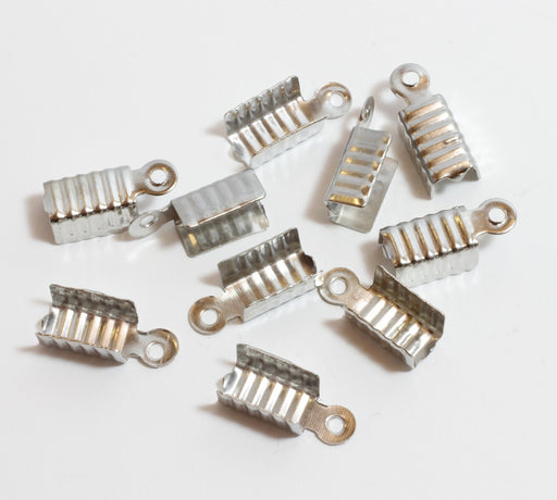 Achat Lot 10 Attaches - Embouts cordon Argent Brossé - 12x5mm