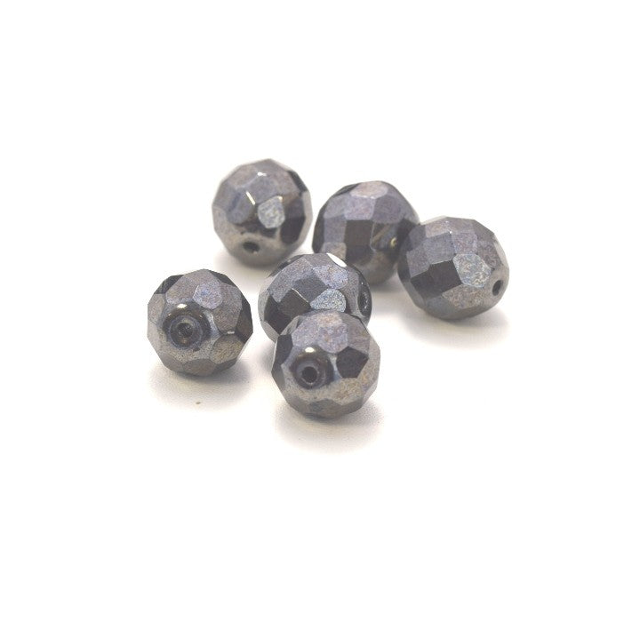 Achat au détail Perles facettes de boheme HEMATITE 12mm (6)