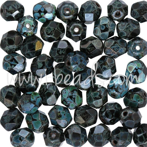 Acheter au détail Perles facettes de bohàÂ¨me jet picasso 6mm (50)