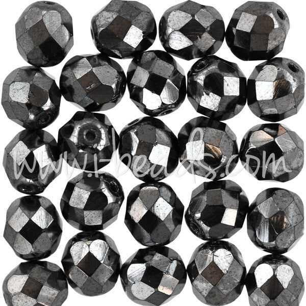 Achat au détail Perles facettes de bohàÂ¨me hematite 8mm (25)