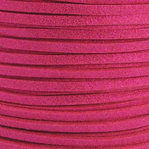 Acheter suédine brillante fushia 3mm cordon suédine au mètre