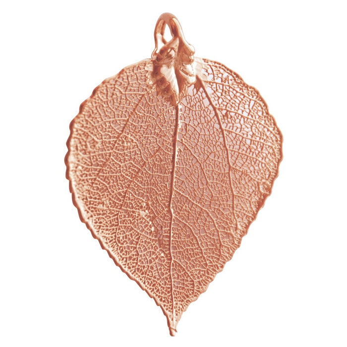 Achat Pendentif véritable feuille de tremble galvanisée or 24K rose 50mm (1)