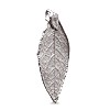 Vente Pendentif véritable feuille d'or 24Kme galvanisée platine 50mm (1)