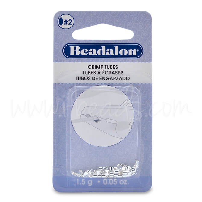 Creez avec Perles a écraser tube métal argent 1.8mm, 1.5g (1)