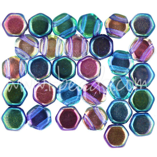 Vente Perles Honeycomb 6mm magic blue pink (30)