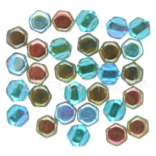 Creez Perles Honeycomb 6mm aqua orange rainbow (30)