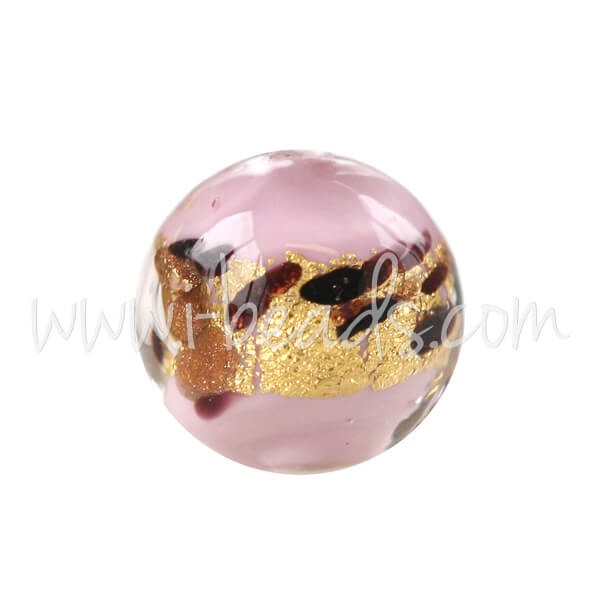 Creez Perle de Murano ronde léopard rose 8mm (1)