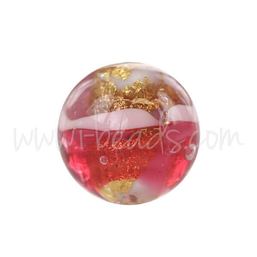 Acheter Perle de Murano ronde rose et or 8mm (1)