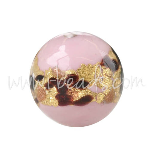 Achat Perle de Murano ronde léopard rose 10mm (1)