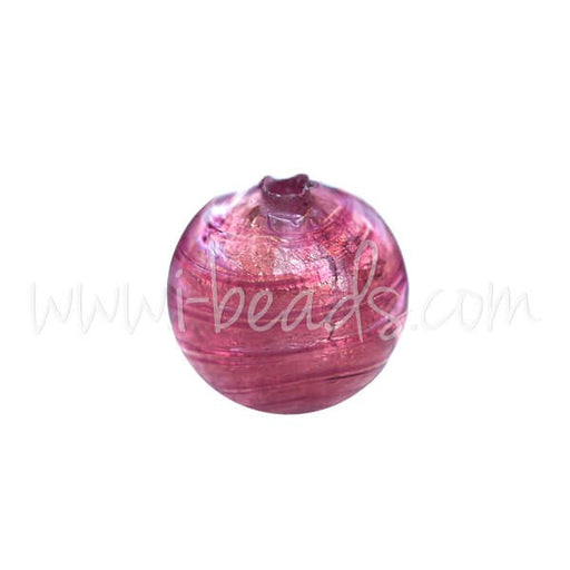 Achat Perle de Murano ronde rubis et or 6mm (1)