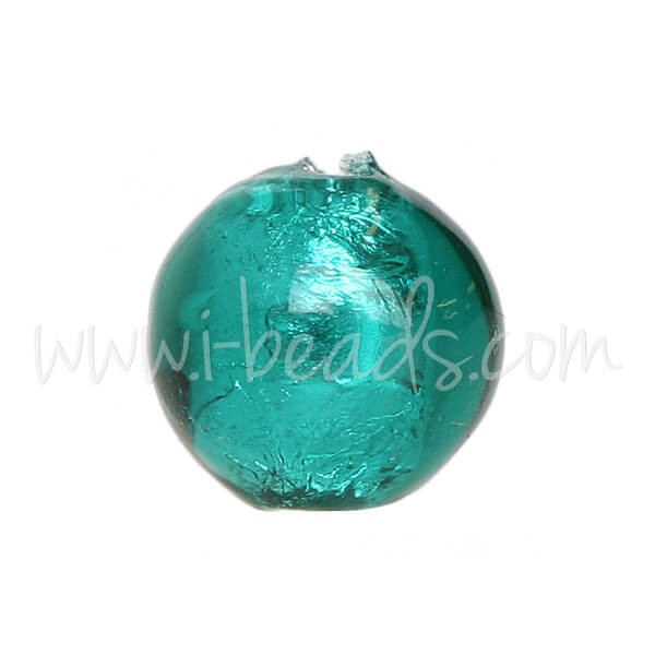 Vente Perle de Murano ronde emeraude et argent 8mm (1)