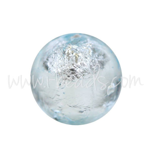 Vente Perle de Murano ronde bleu et argent 10mm (1)