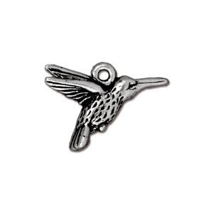 Achat Charm colibri métal argenté vieilli 14mm (1)