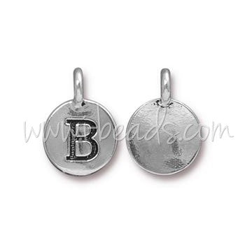 Achat Pendentif charm lettre B argenté vieilli 11mm (1)