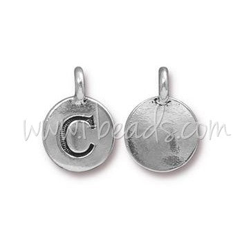 Achat Pendentif charm lettre C argenté vieilli 11mm (1)