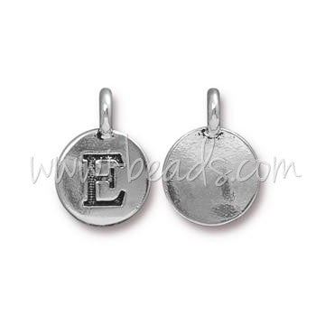 Achat Pendentif charm lettre E argenté vieilli 11mm (1)