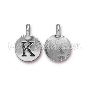 Achat Pendentif charm lettre K argenté vieilli 11mm (1)