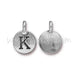 Creez Pendentif charm lettre K plaqué argent vieilli 11mm (1)