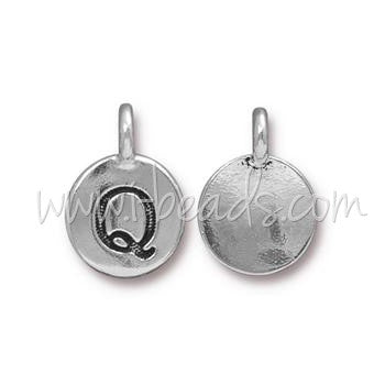 Achat Pendentif charm lettre Q plaqué argent vieilli 11mm (1)